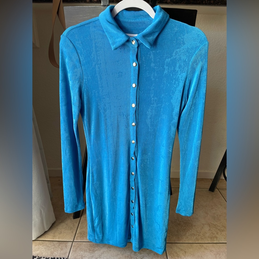 ELODY LONG SLEEVE MINI DRESS BLUE